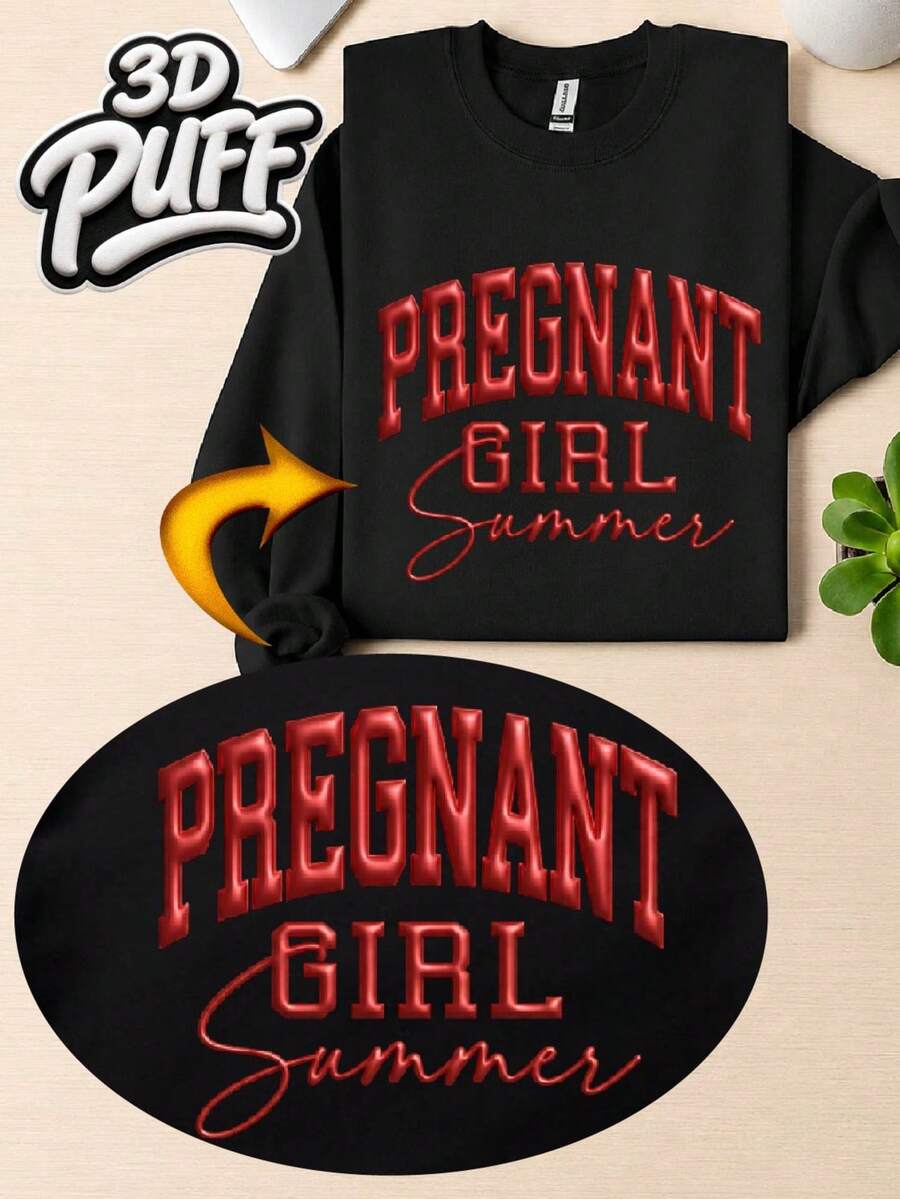 Pregnant Girl Summer 3D Puff Sweatshirt