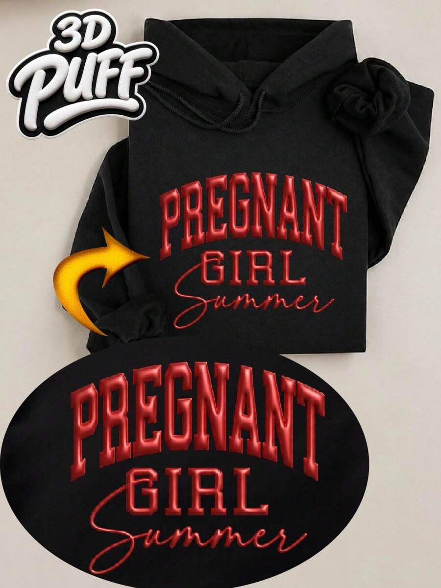 Pregnant Girl Summer 3D Puff Hoodie