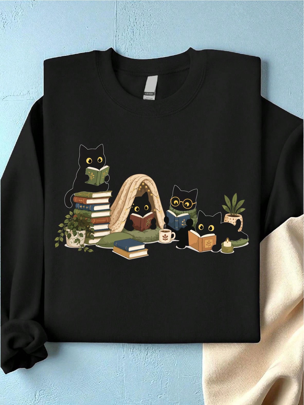 Black Cat Reading Sweatshirt