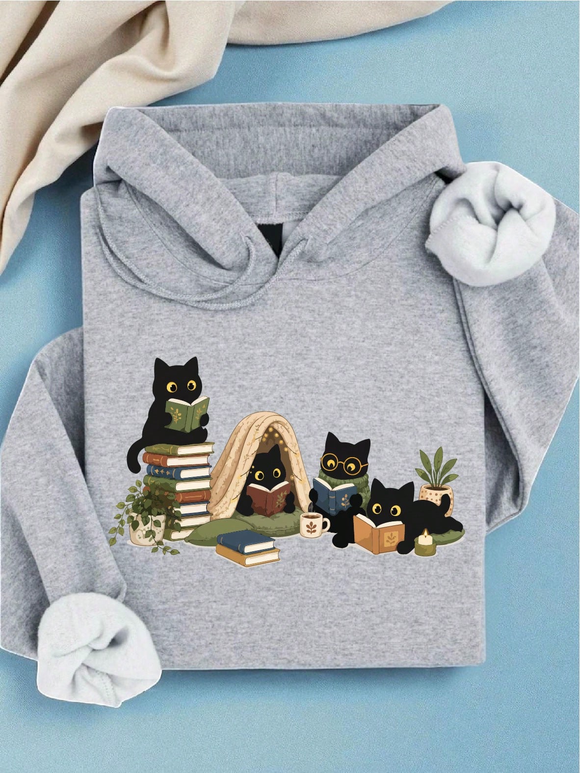 Black Cat Reading Hoodie