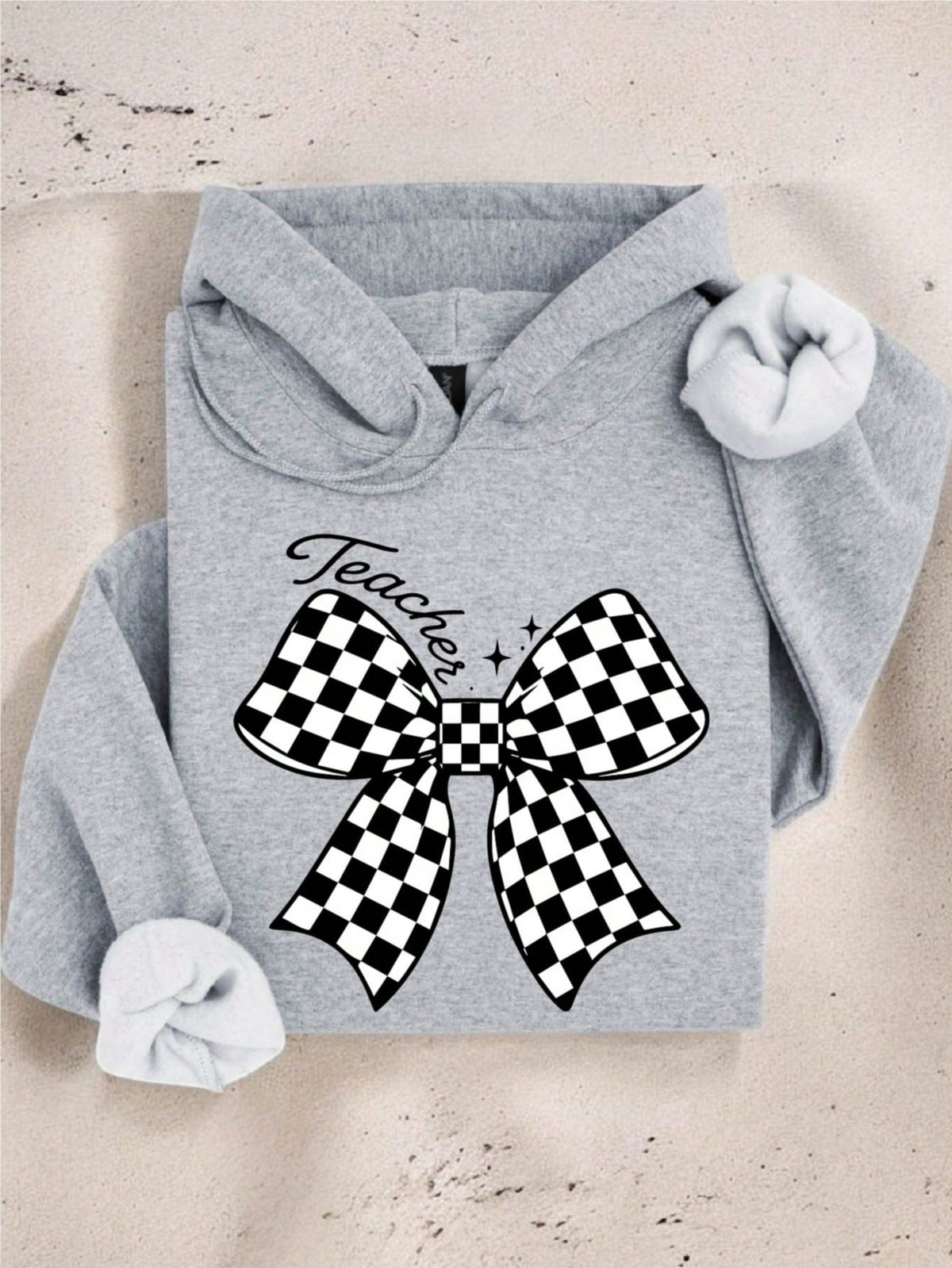 Teacher Checkered Bow Hoodie