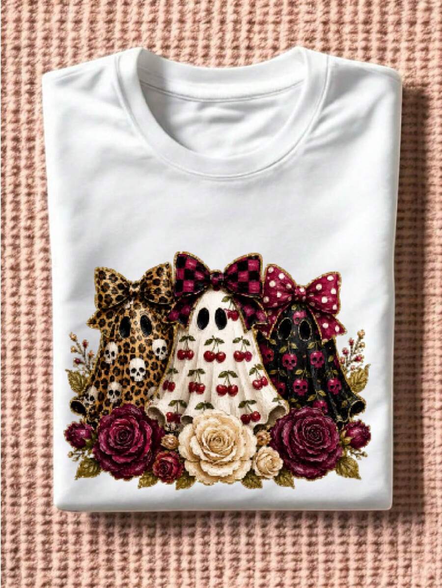 Preppy Ghost Cherry (DTF Graphic Print) T-Shirt