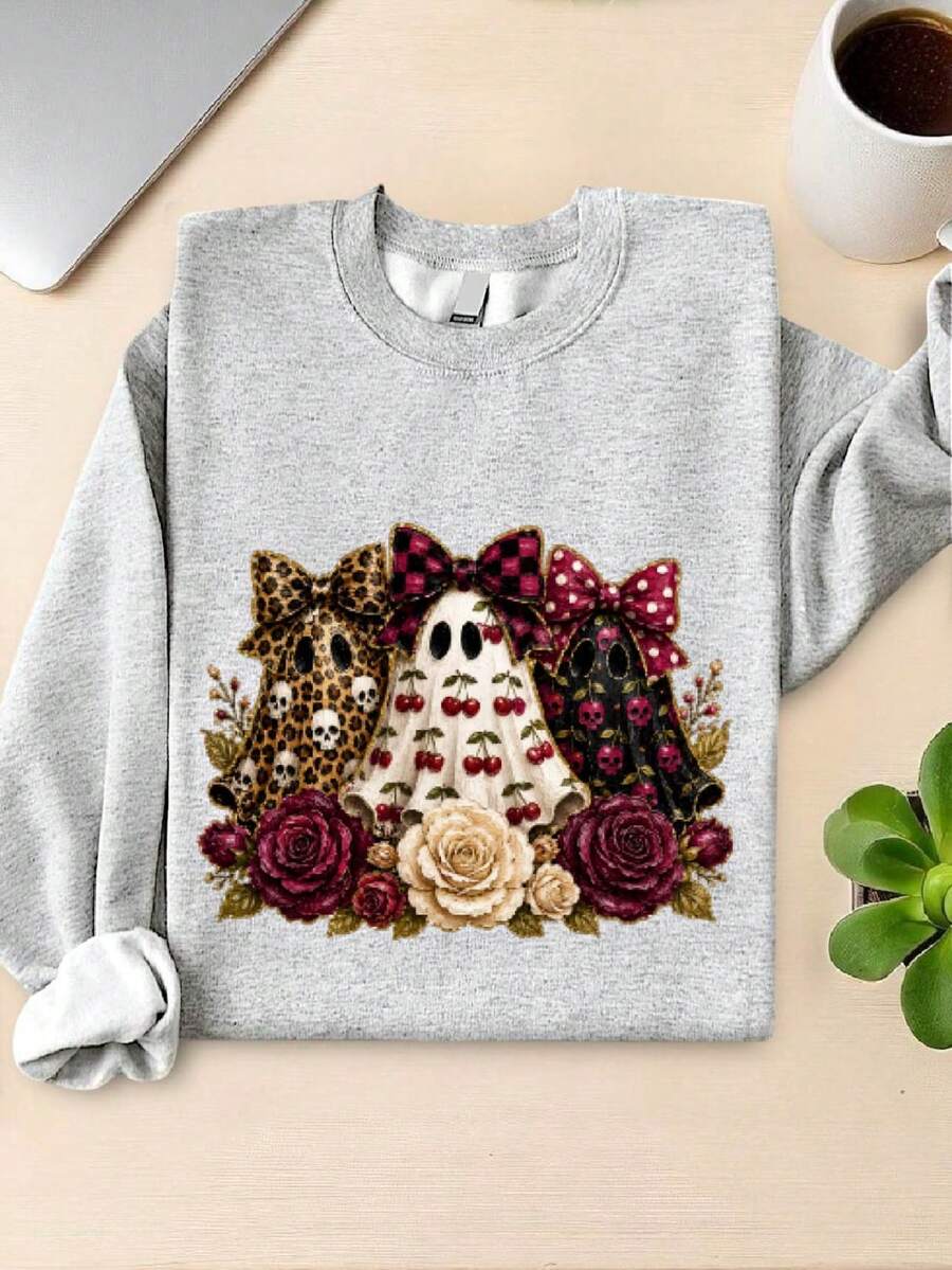 Preppy Ghost Cherry (DTF Graphic Print) Sweatshirt