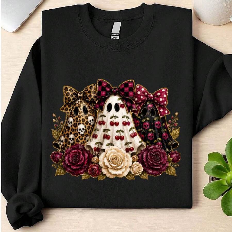 Preppy Ghost Cherry (DTF Graphic Print) Sweatshirt