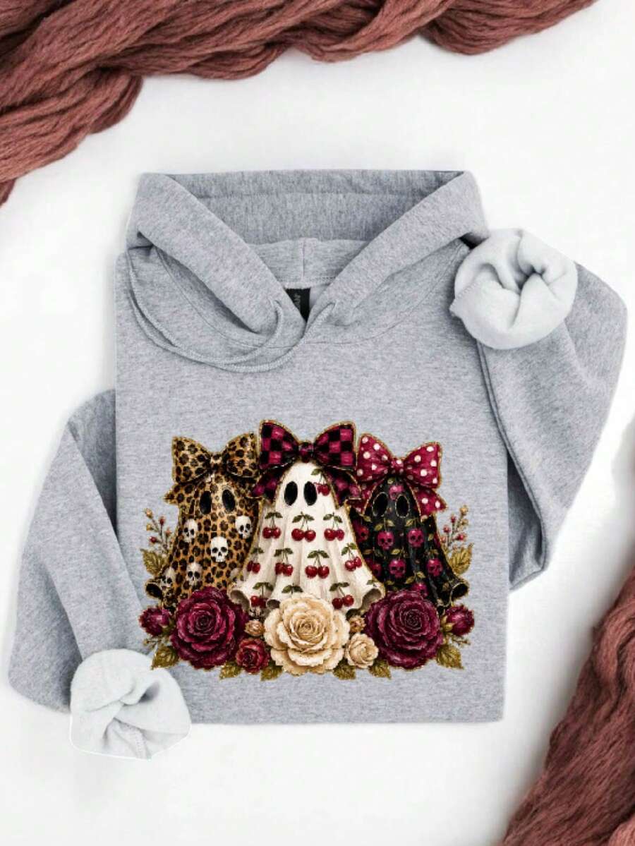Preppy Ghost Cherry (DTF Graphic Print) Hoodie