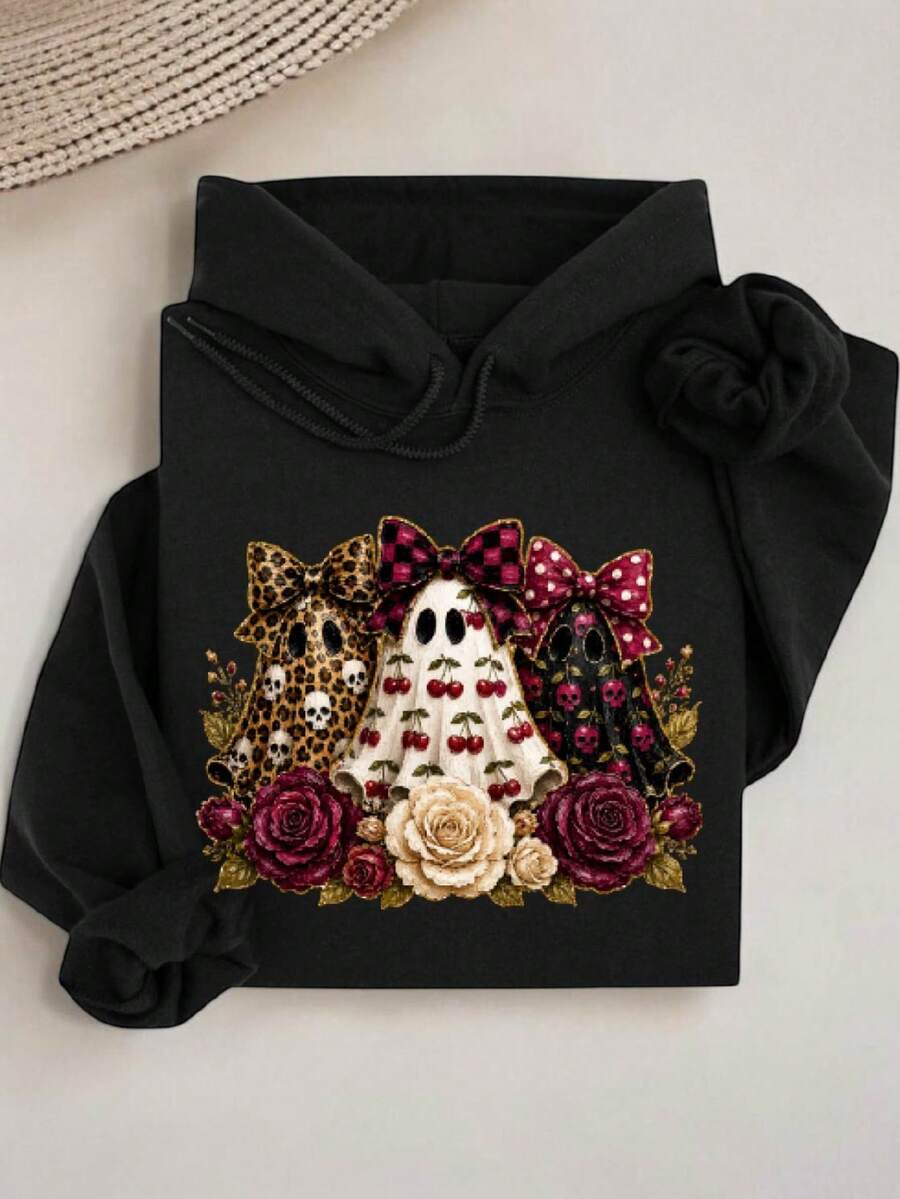 Preppy Ghost Cherry (DTF Graphic Print) Hoodie