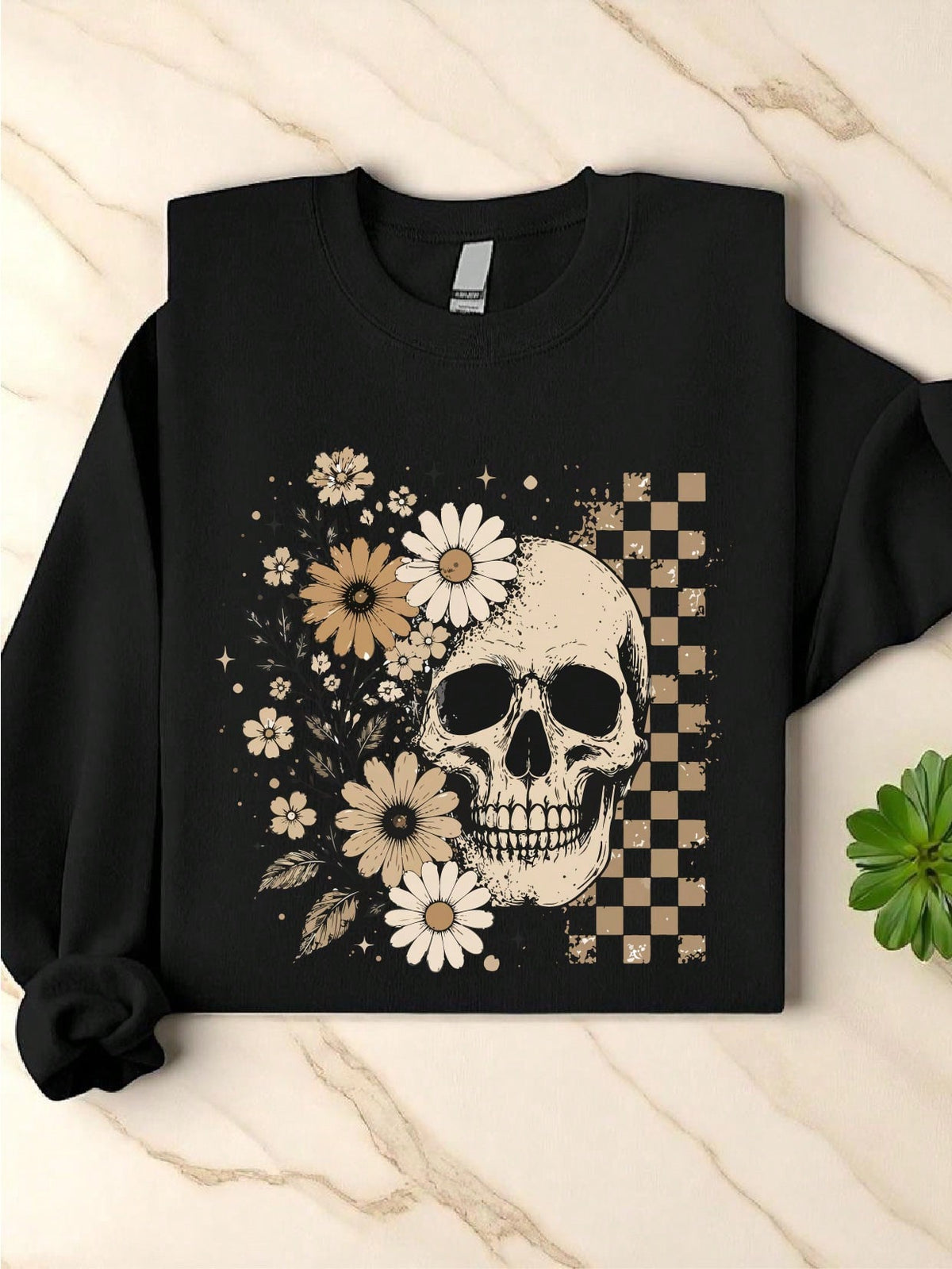 Boho Floral Skull Sweatshirt