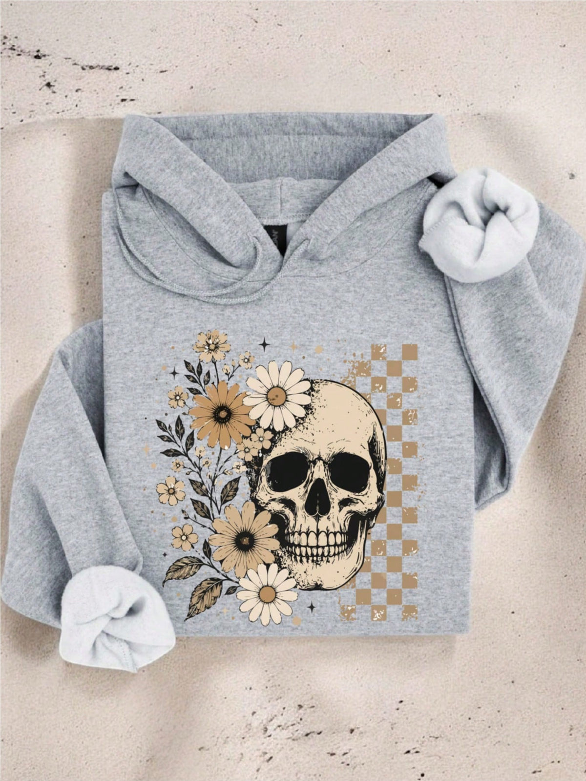 Boho Floral Skull Hoodie