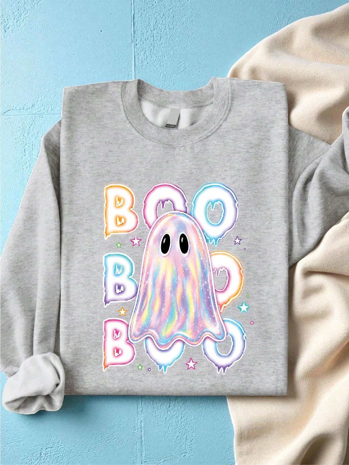 Colorful Neon Boo Ghost Sweatshirt