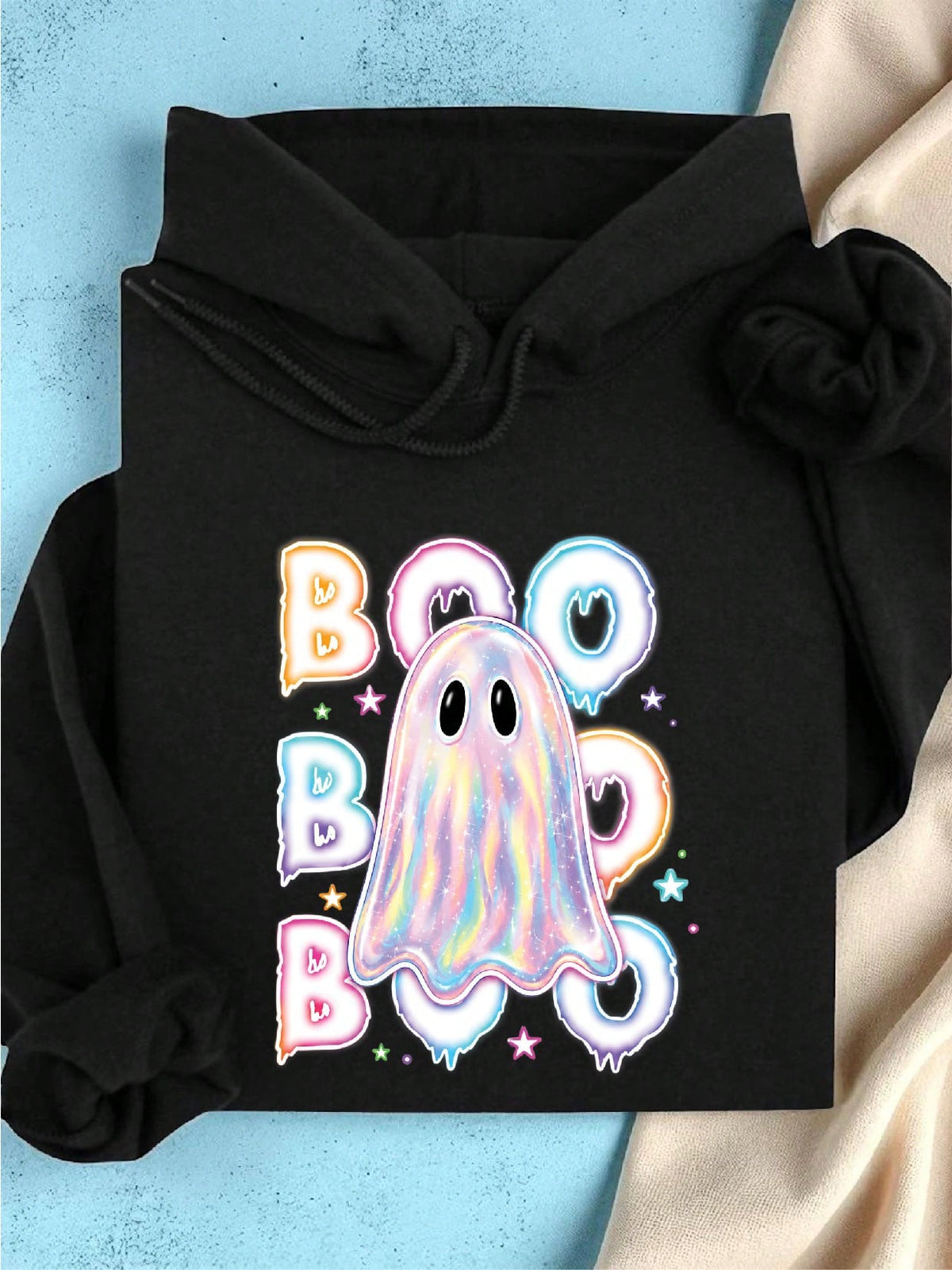 Colorful Neon Boo Ghost Hoodie