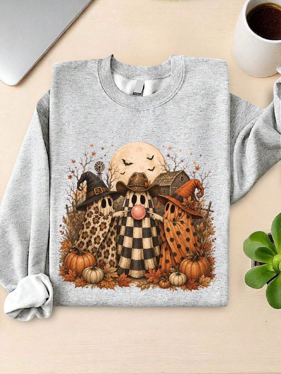 Halloween Ghost Popping Bubble Sweatshirt
