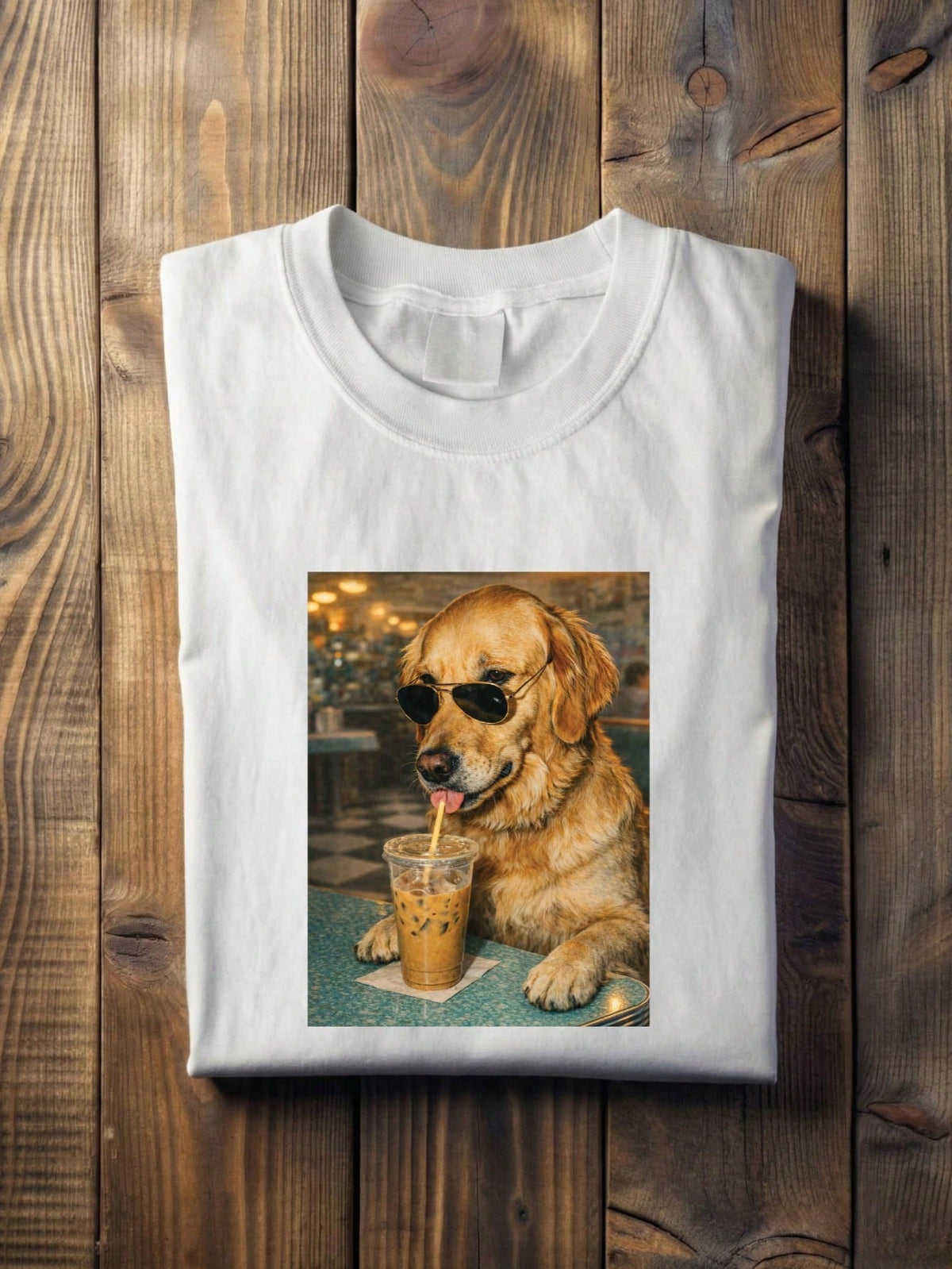 Dog Drinking Iced Coffee T-Shirt