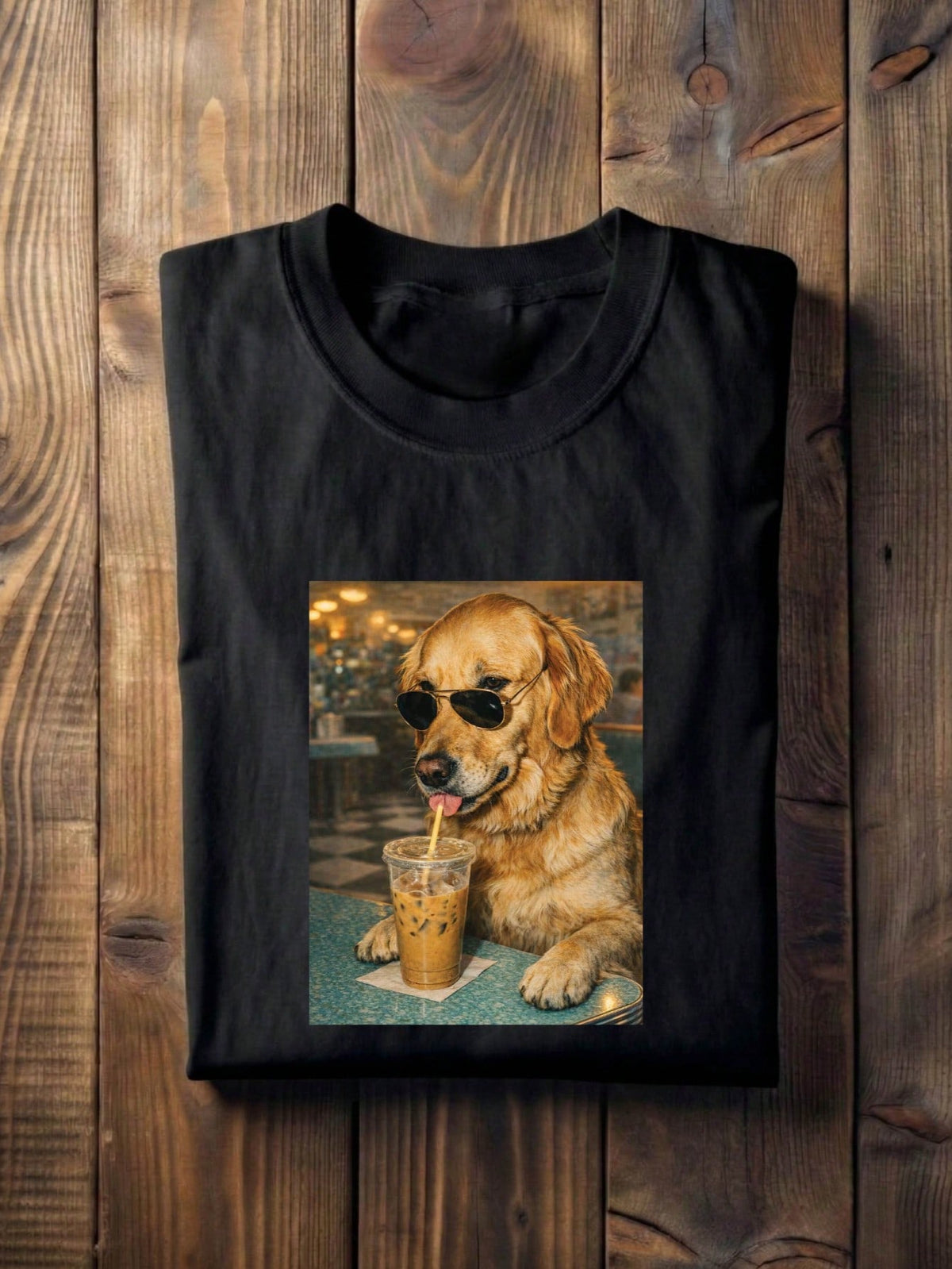 Dog Drinking Iced Coffee T-Shirt