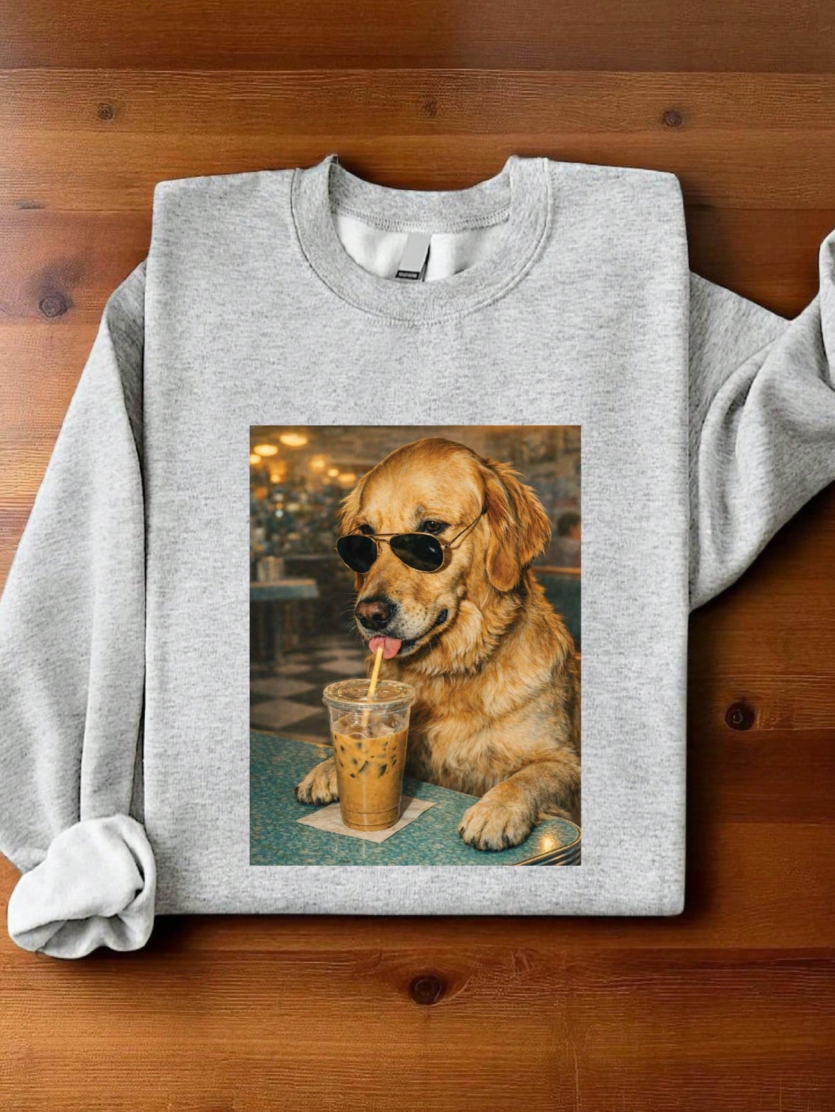 Dog Drinking Iced Coffee Sweatshirt