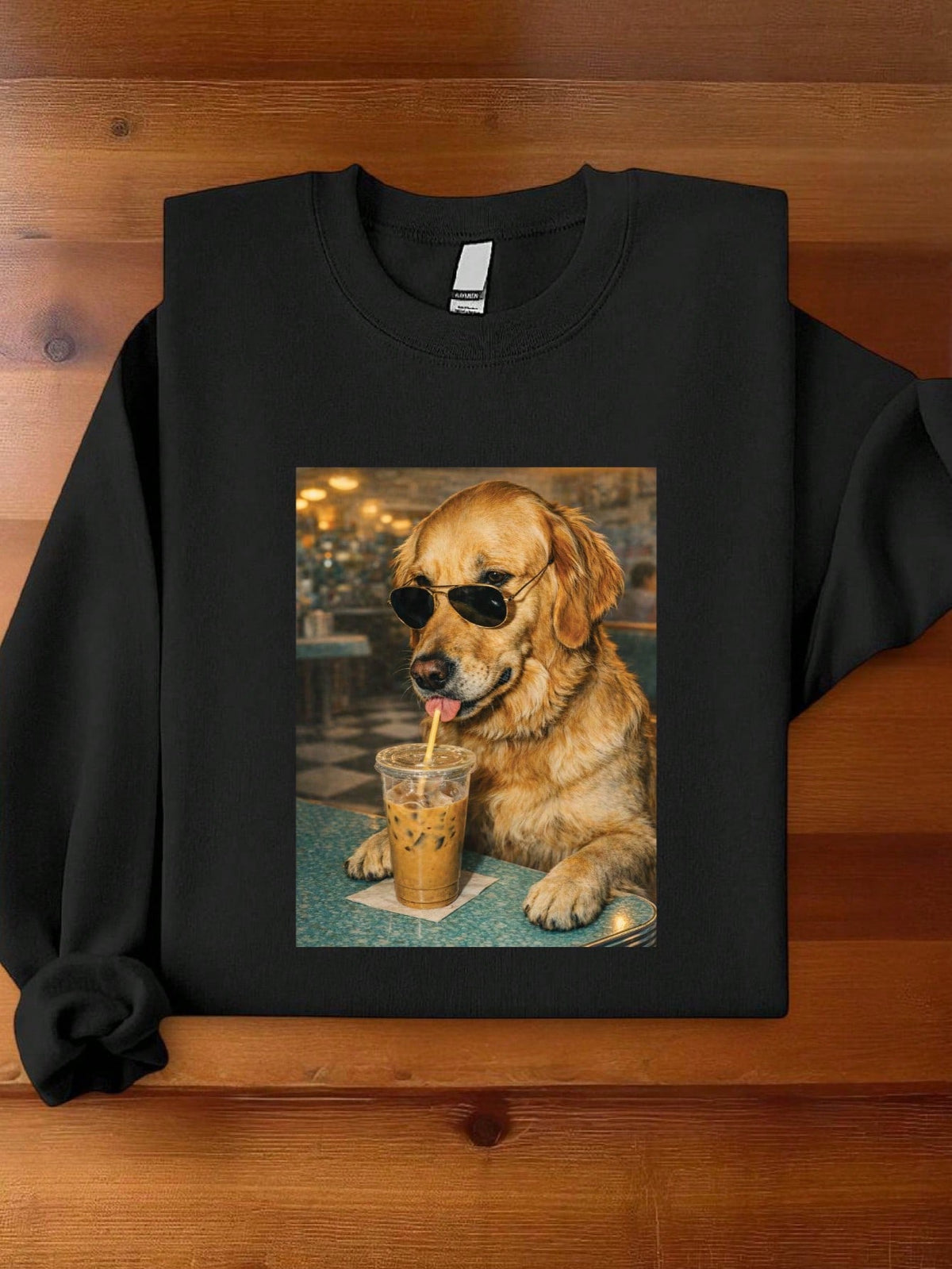 Dog Drinking Iced Coffee Sweatshirt
