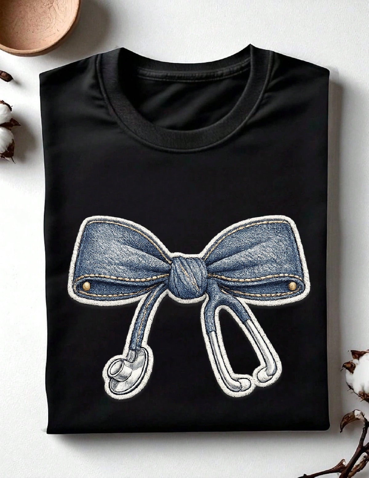 Nurse Bow Jeans (DTF Graphic) T-Shirt