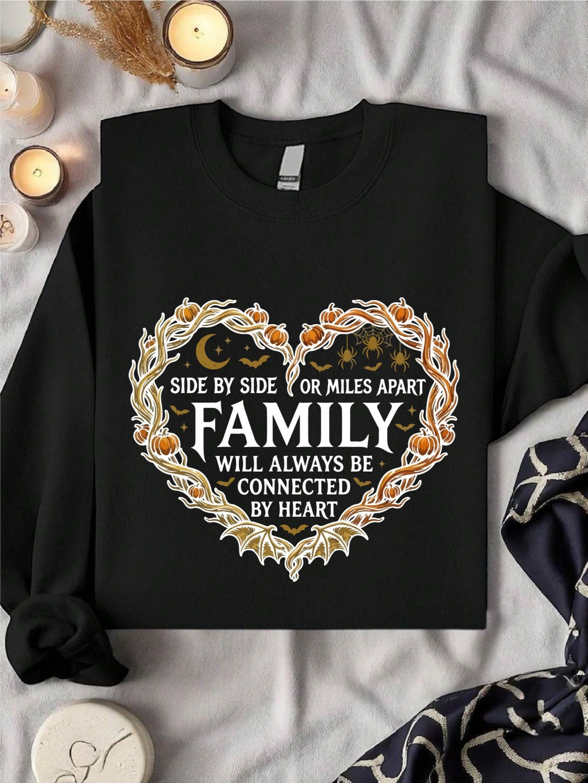 Side By Side Or Miles Apart Family Halloween Sweatshirt