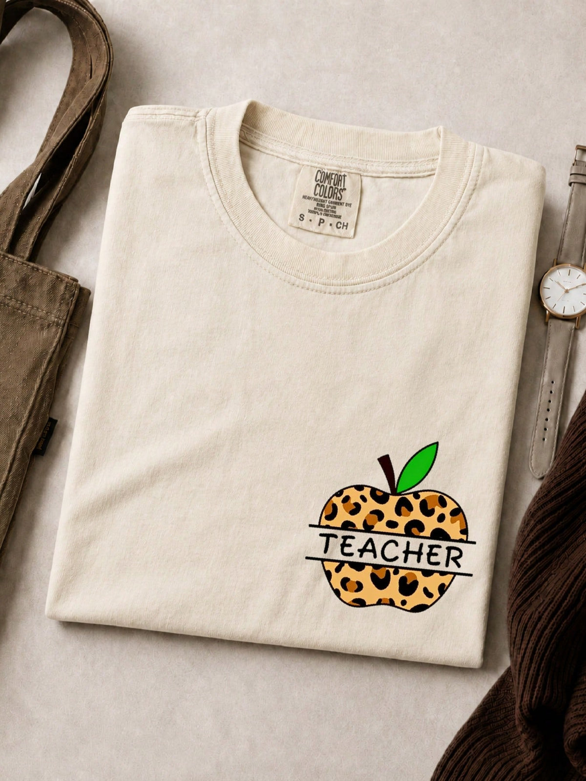 Teacher Leopard Apple T-Shirt