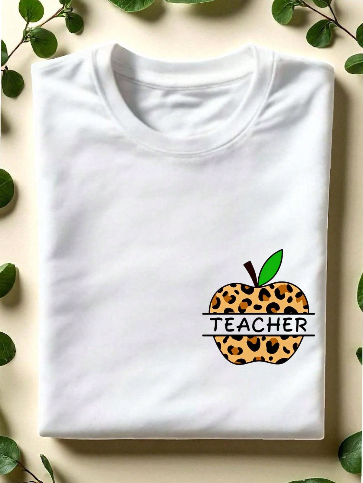 Teacher Leopard Apple T-Shirt