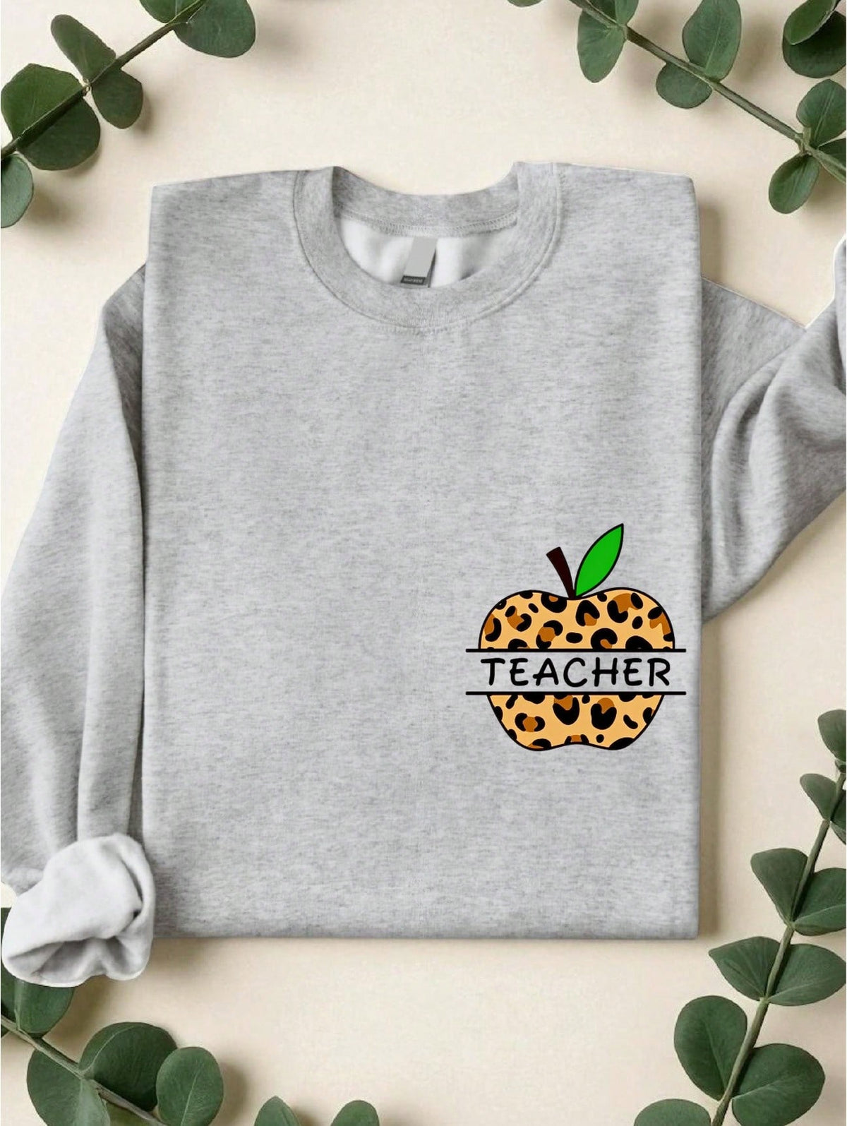 Teacher Leopard Apple Sweatshirt