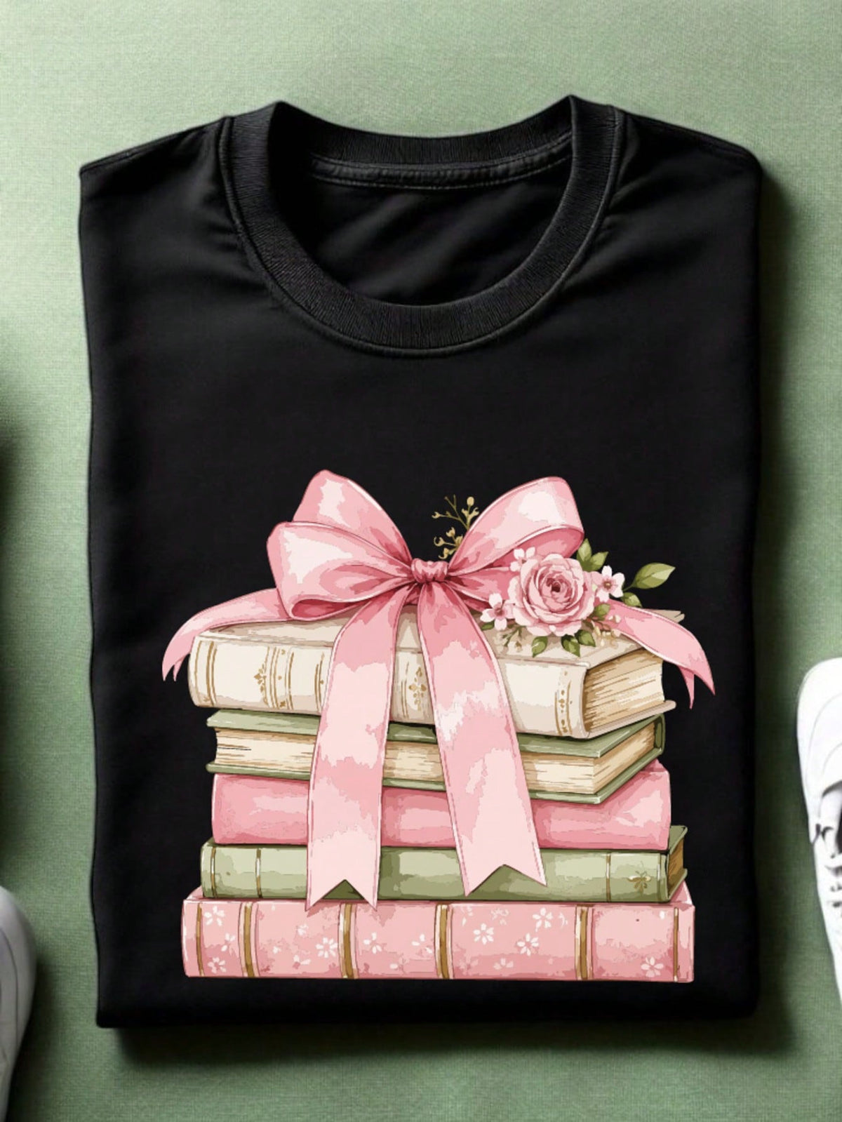 Pink Bow And Books T-Shirt