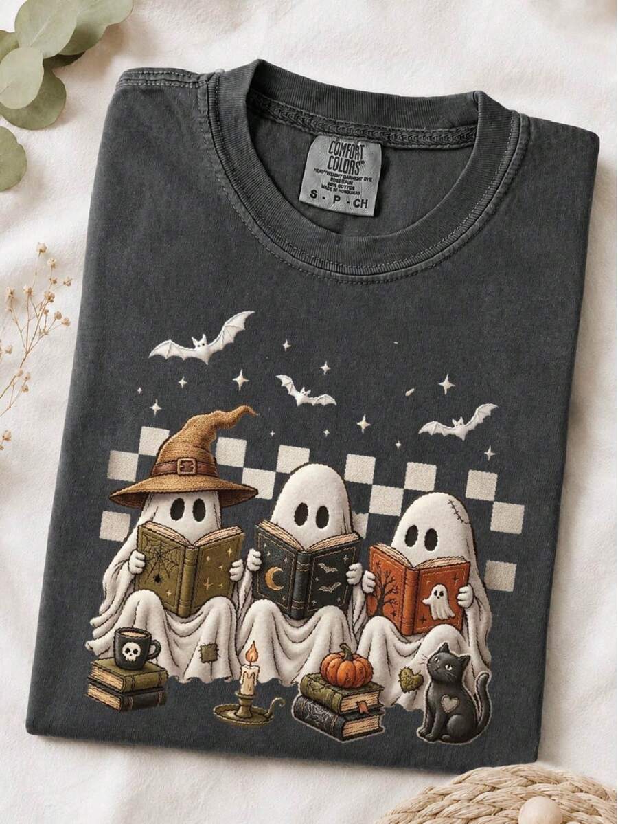 Spooky Ghost Reading T-Shirt