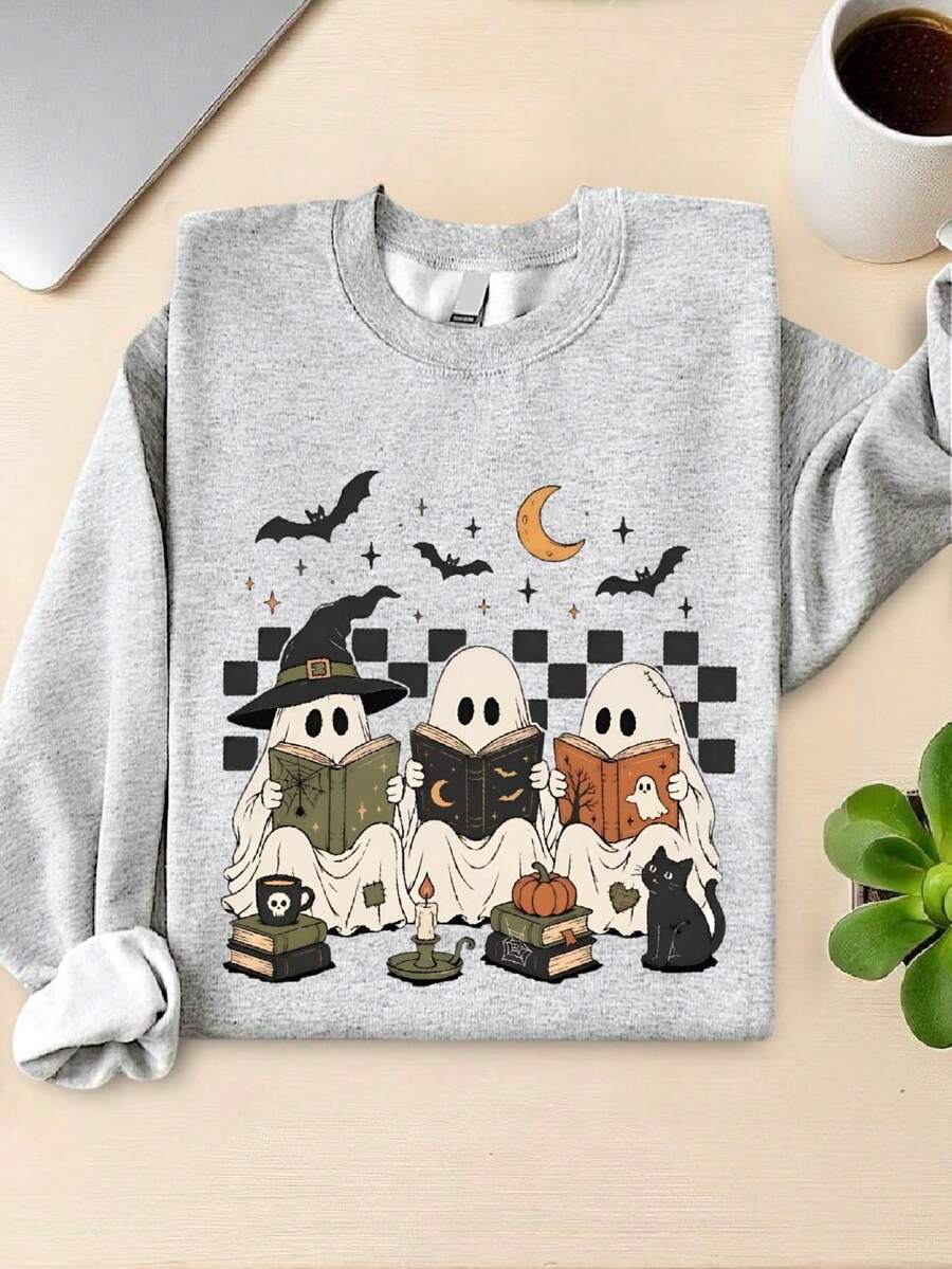 Spooky Ghost Reading Sweatshirt