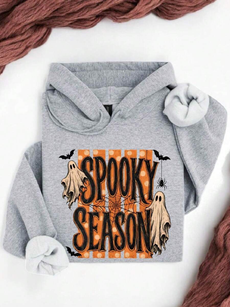 Spooky Season Striped Halloween Ghost Hoodie