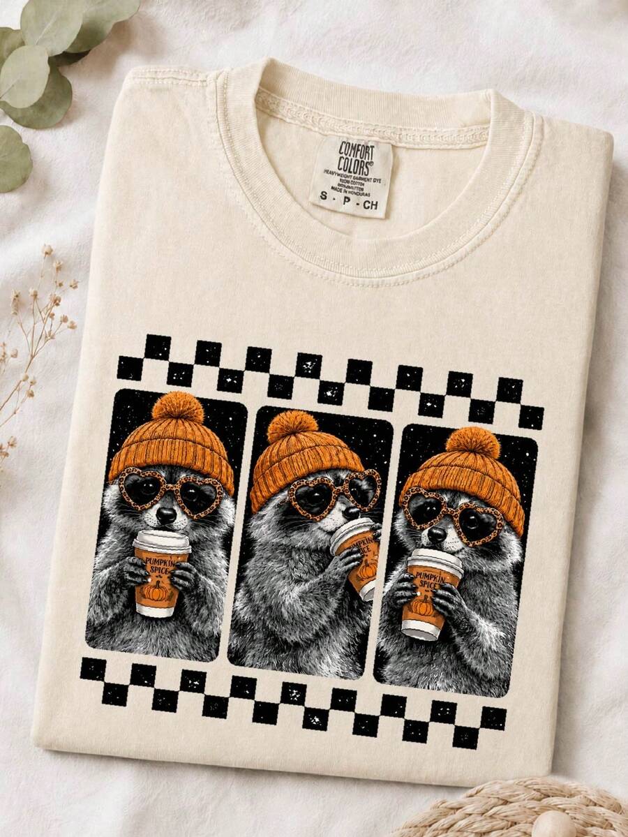 Fall Raccoon Pumpkin T-Shirt