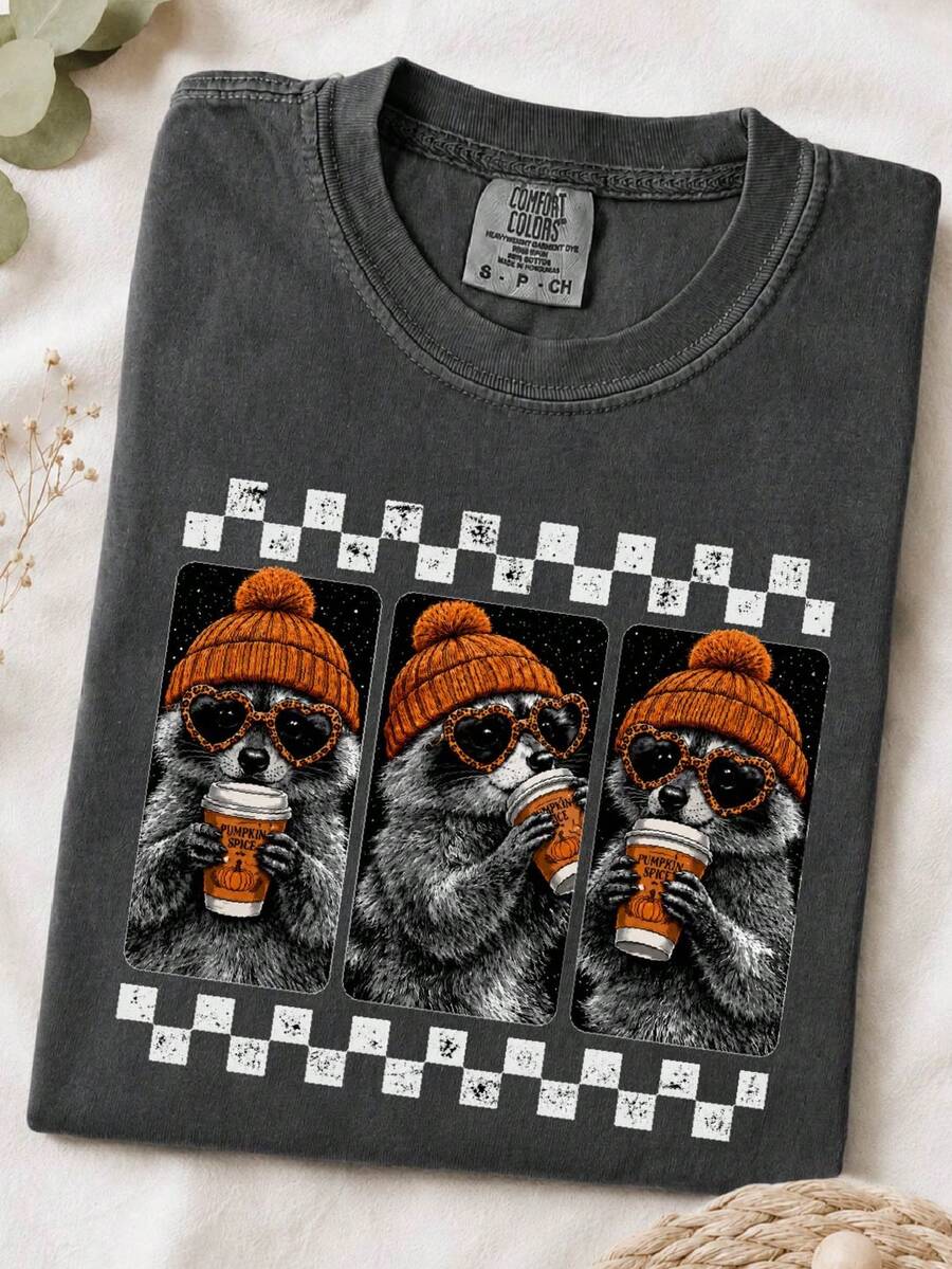 Fall Raccoon Pumpkin T-Shirt