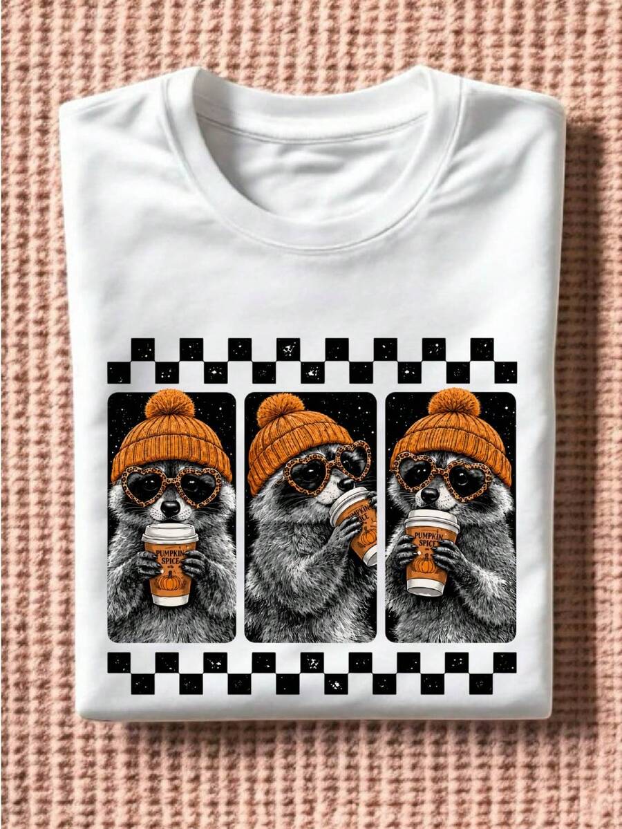 Fall Raccoon Pumpkin T-Shirt