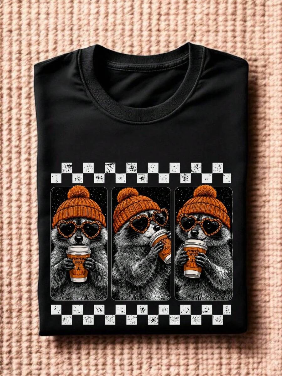 Fall Raccoon Pumpkin T-Shirt