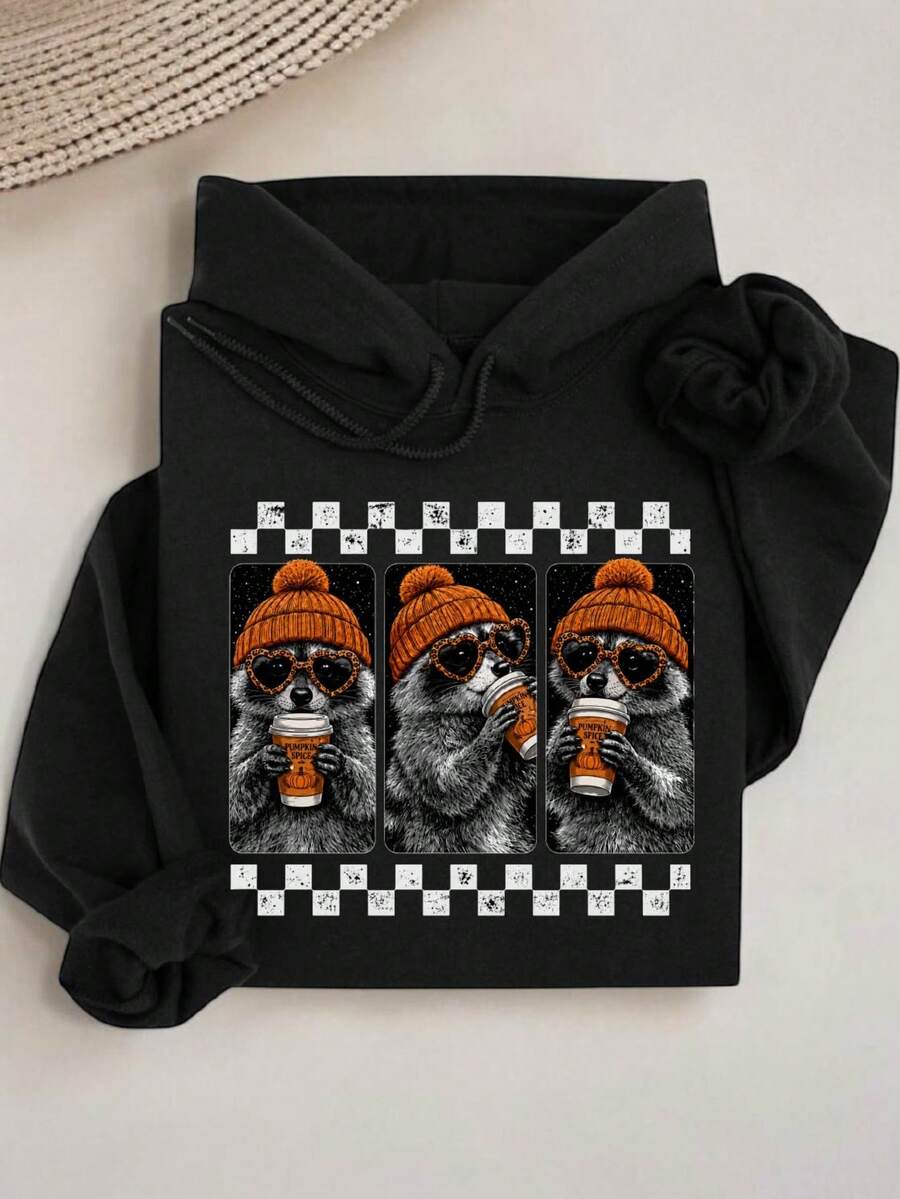 Fall Raccoon Pumpkin Hoodie