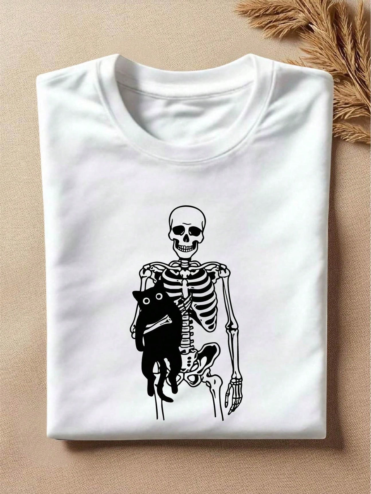 Skeleton Holding Cat T-Shirt