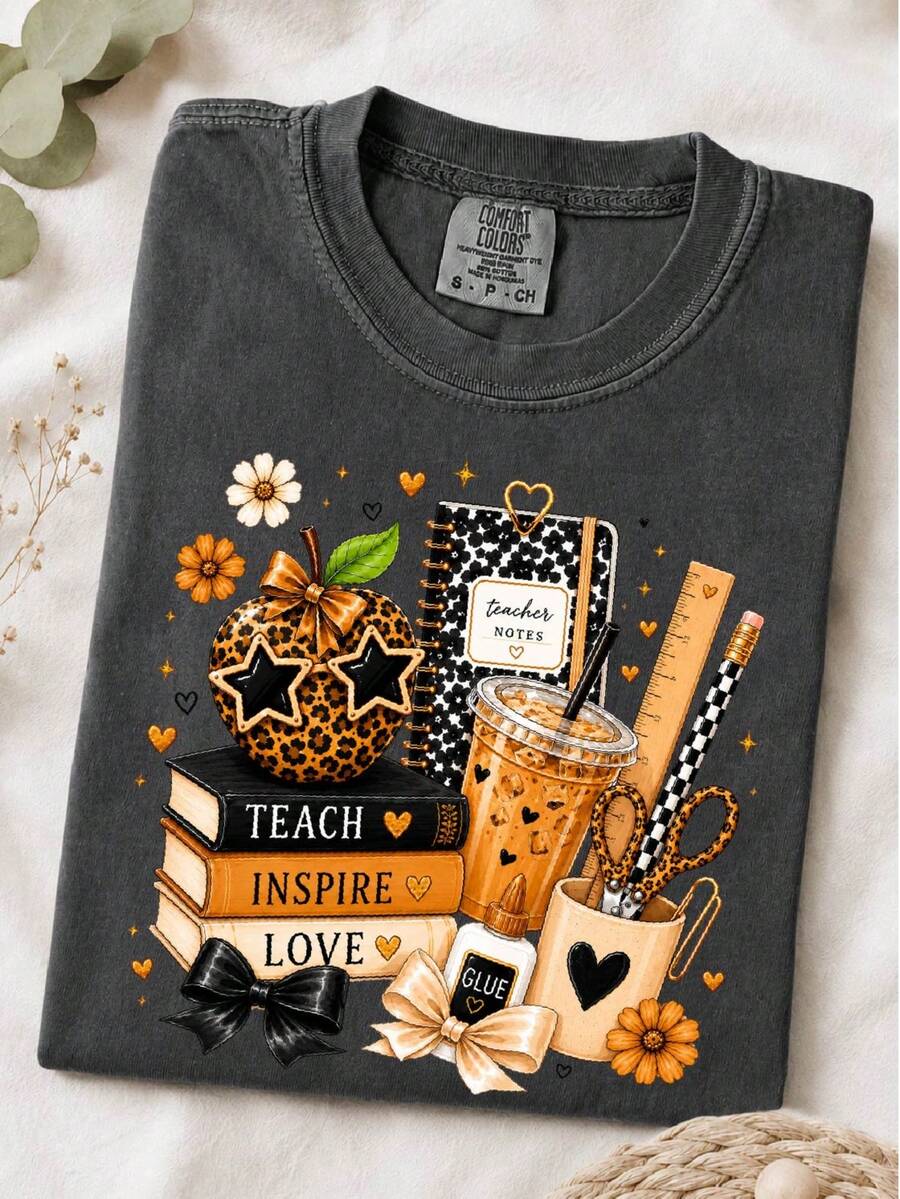 Leopard Teacher Apple T-Shirt