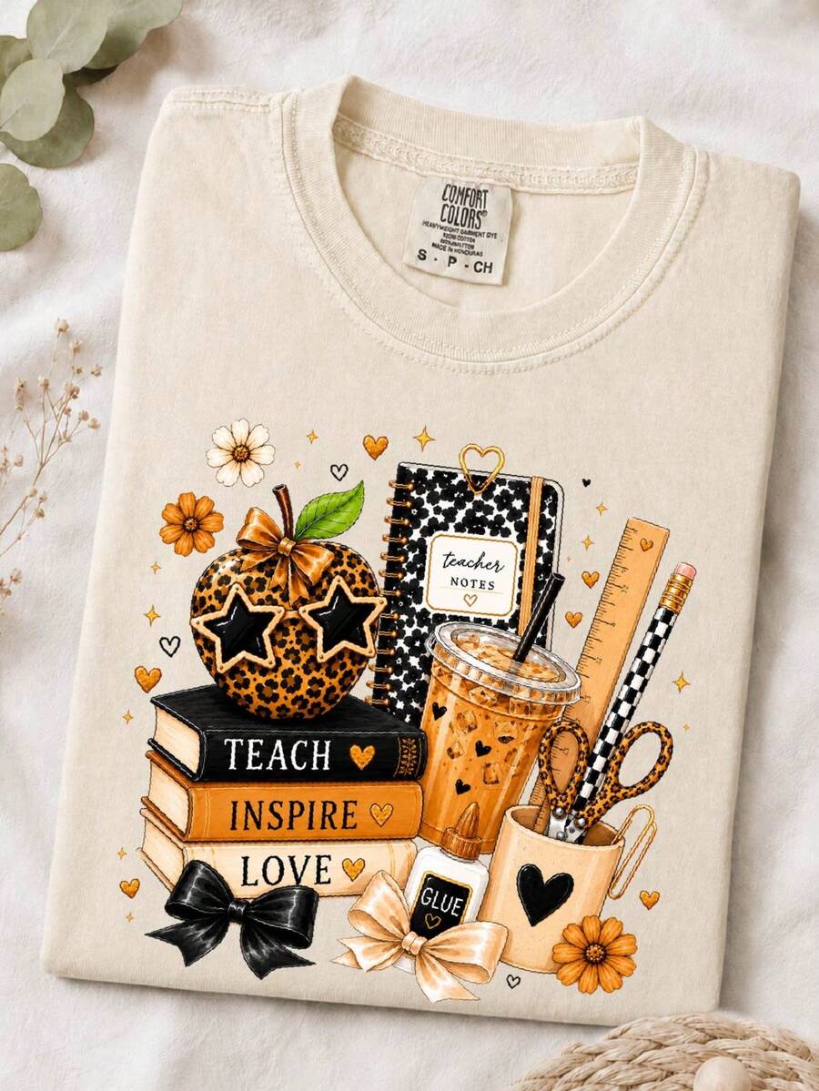 Leopard Teacher Apple T-Shirt