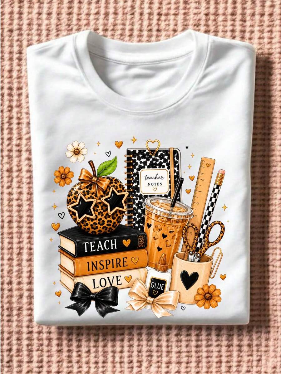 Leopard Teacher Apple T-Shirt