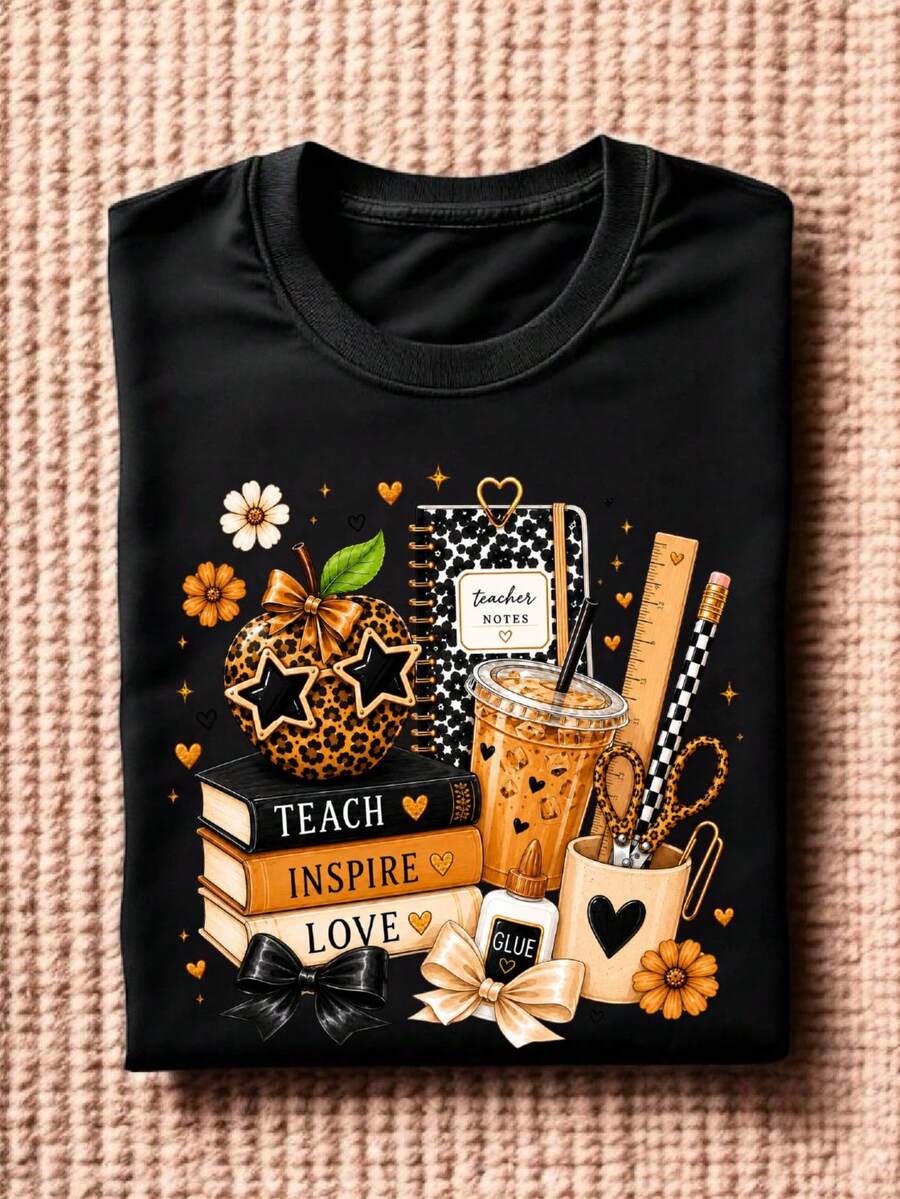 Leopard Teacher Apple T-Shirt