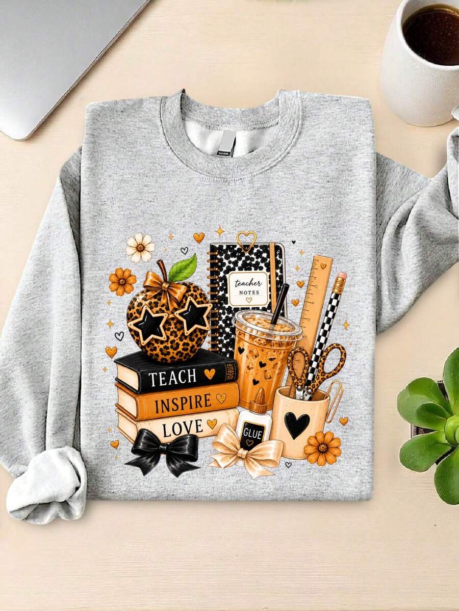 Leopard Teacher Apple Sweatshirt