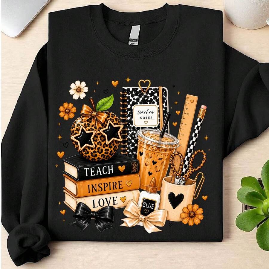 Leopard Teacher Apple Sweatshirt