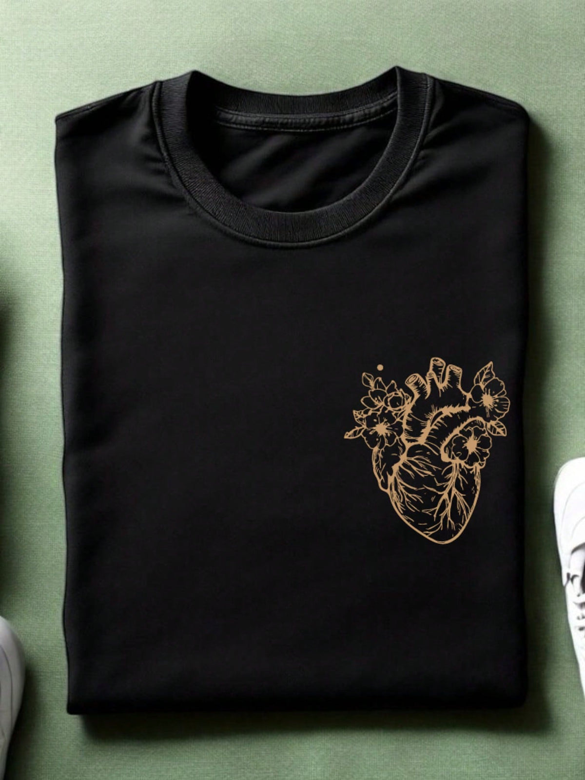Anatomical Floral Heart Unisex Pocket T-Shirt