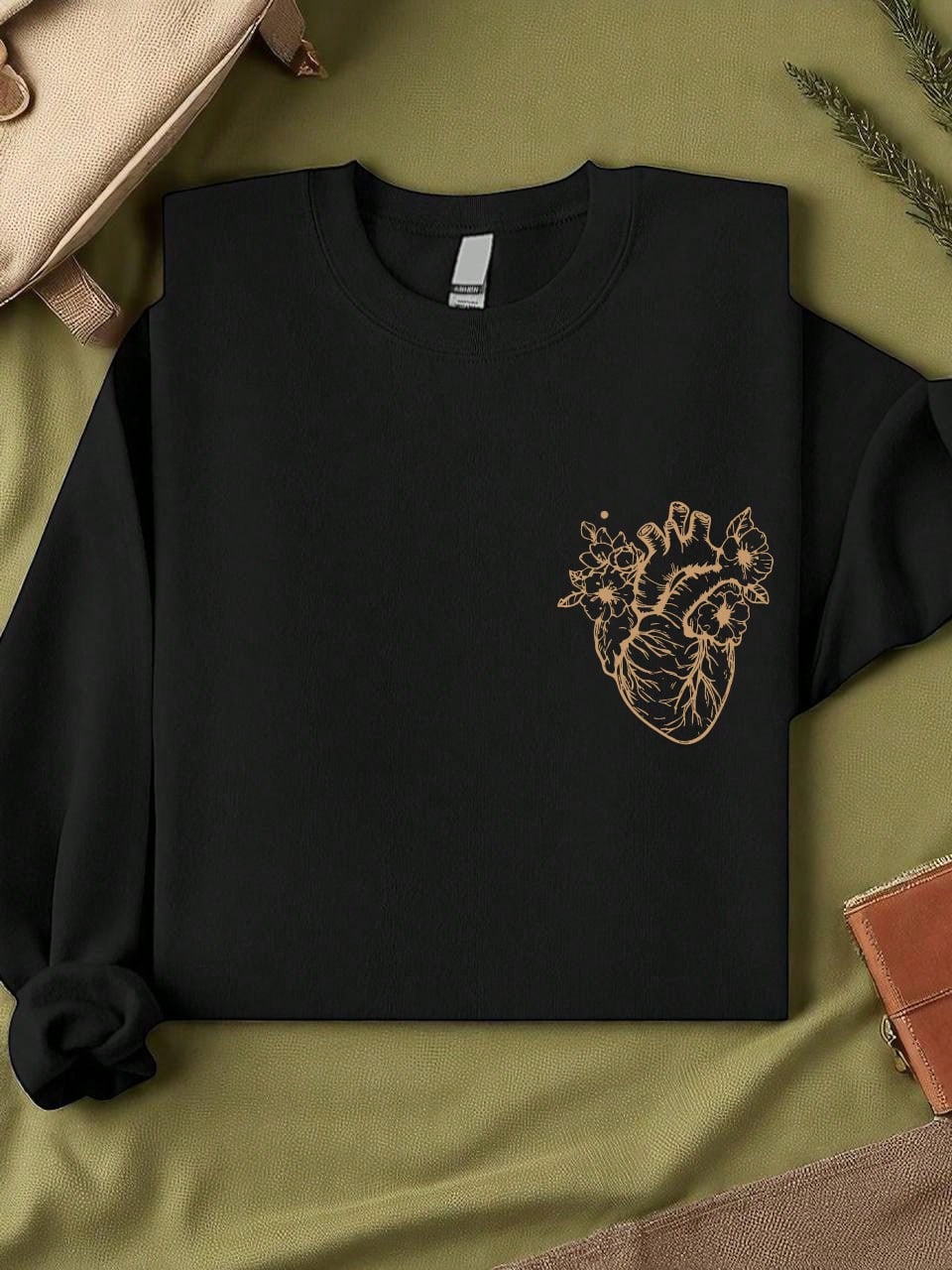 Anatomical Floral Heart Unisex Pocket Sweatshirt