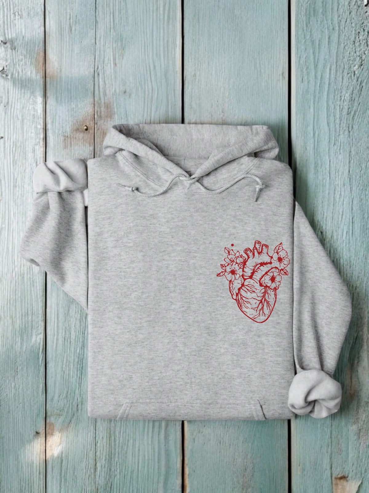 Anatomical Floral Heart Unisex Pocket Hooded Hoodie