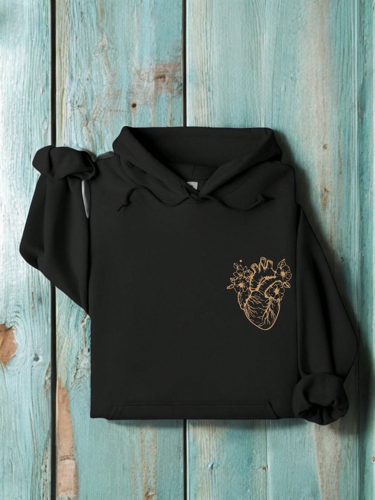 Anatomical Floral Heart Unisex Pocket Hooded Hoodie