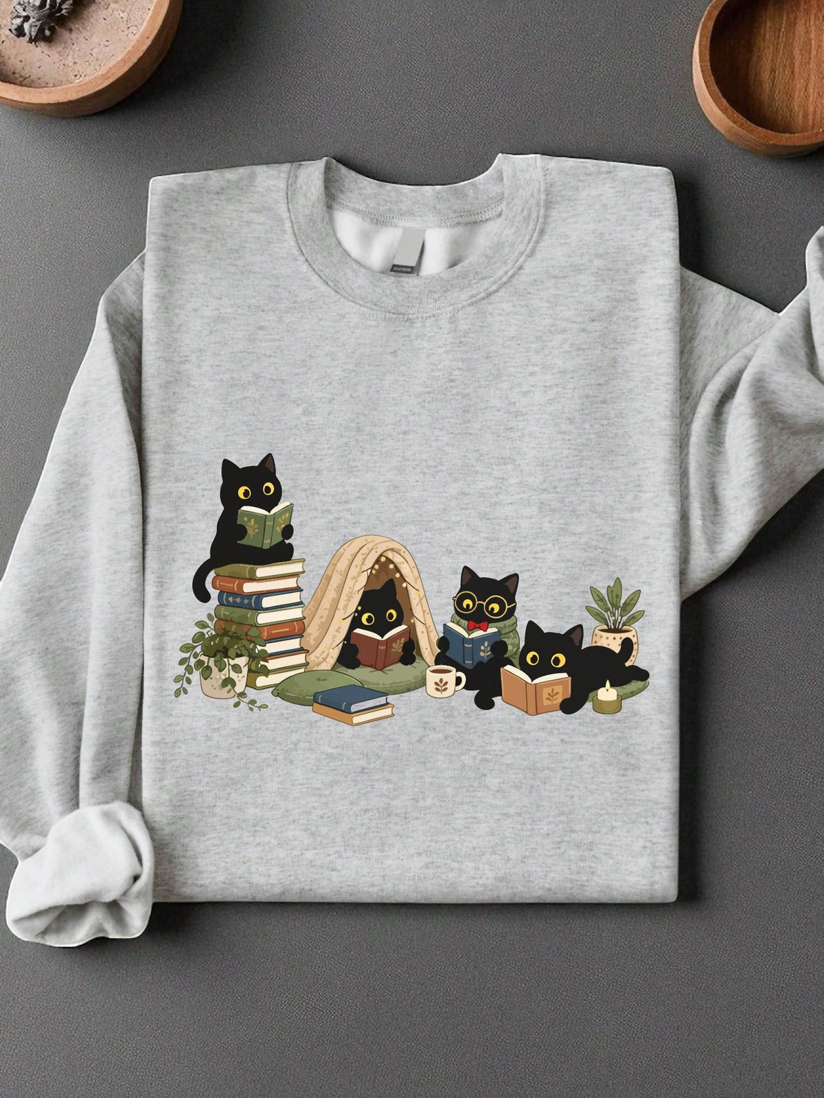Black Reading Cats Unisex Sweatshirt