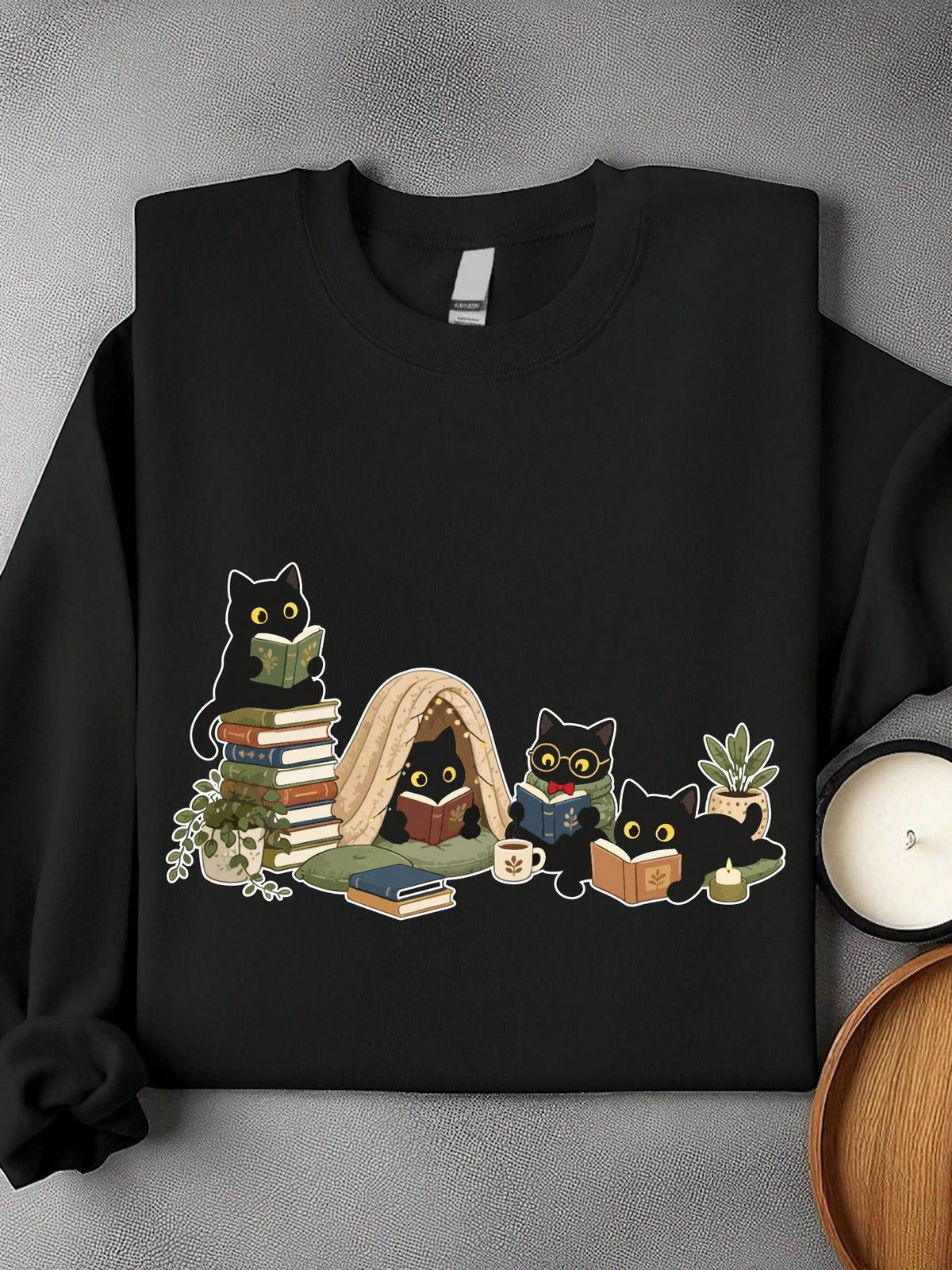 Black Reading Cats Unisex Sweatshirt