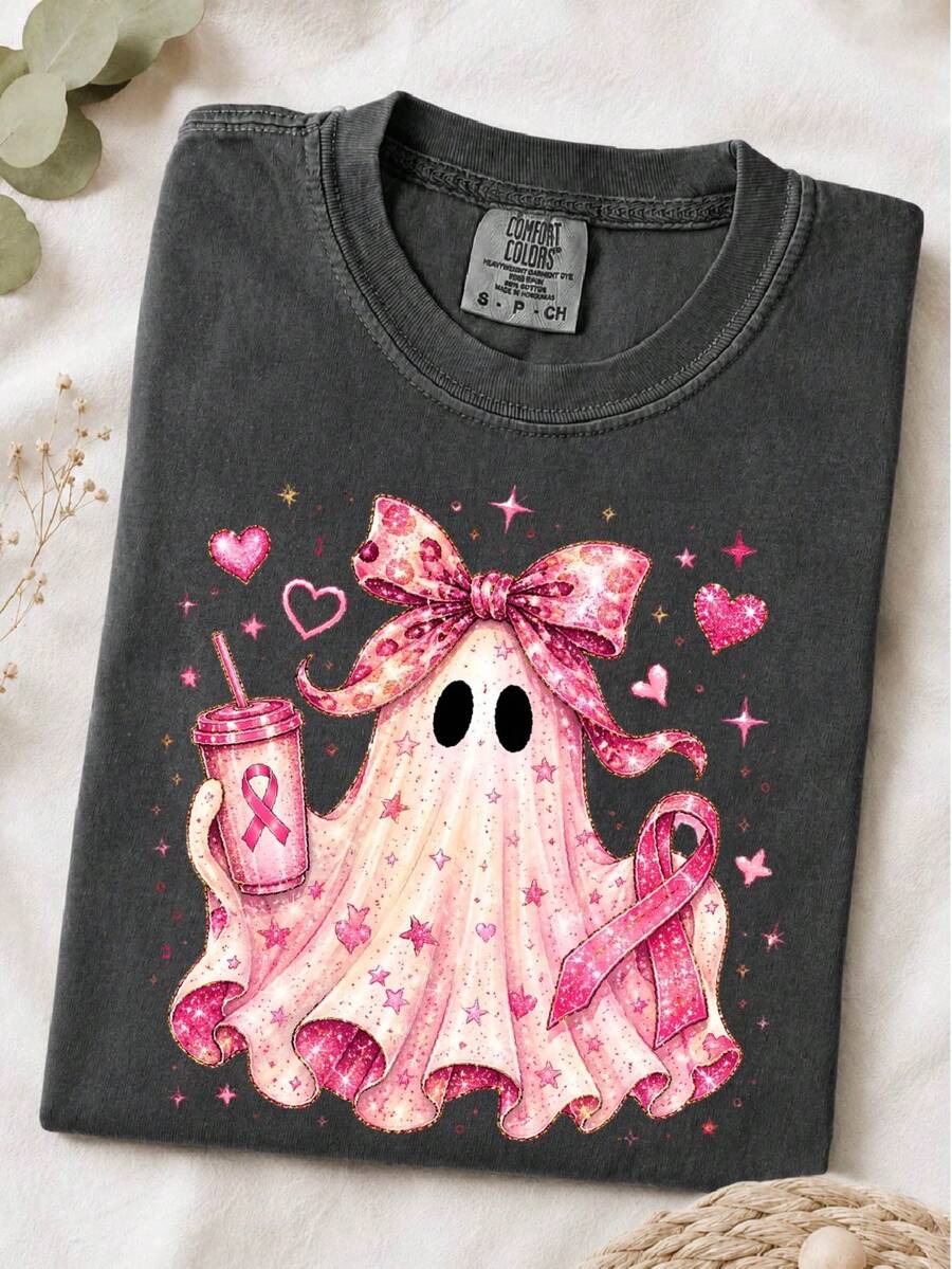 Breast Cancer Ghost (DTF Graphic Prints) T-Shirt