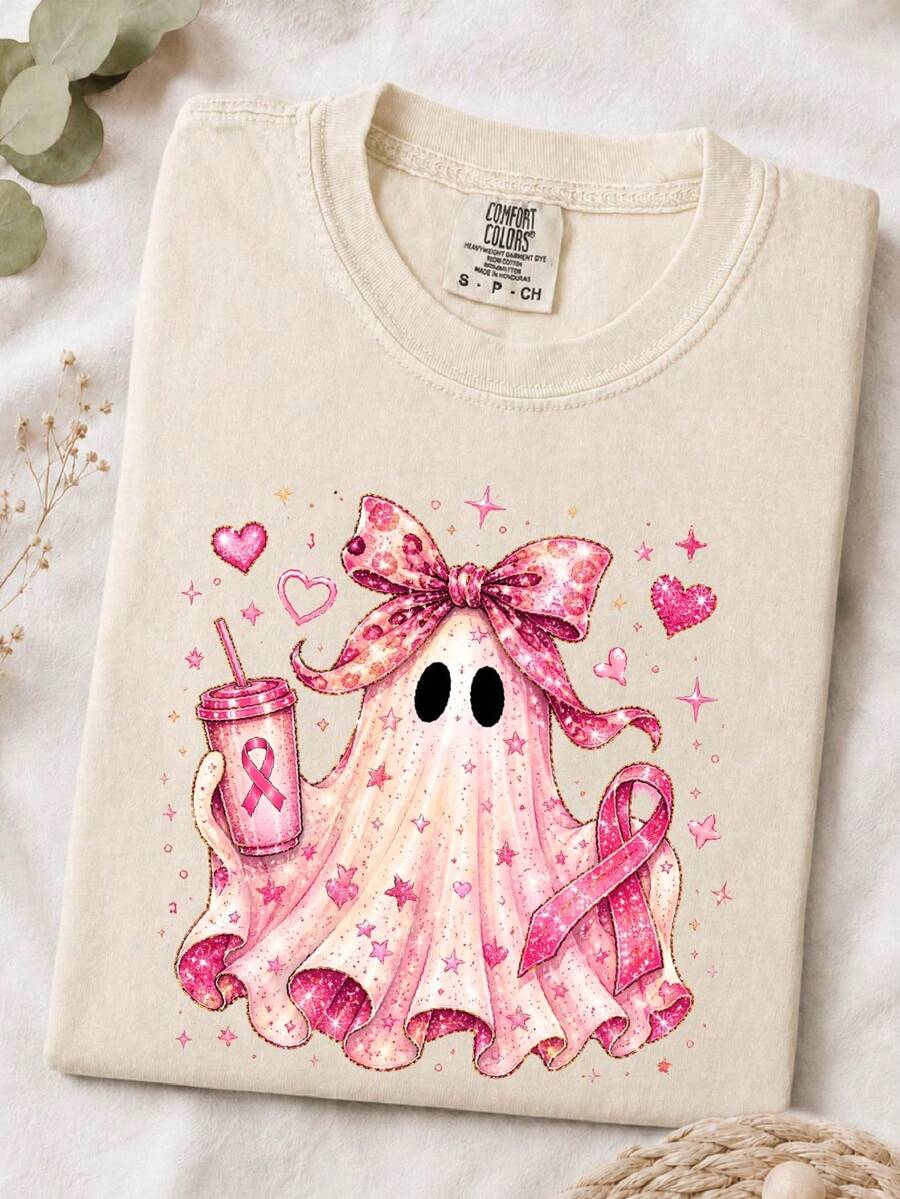 Breast Cancer Ghost (DTF Graphic Prints) T-Shirt