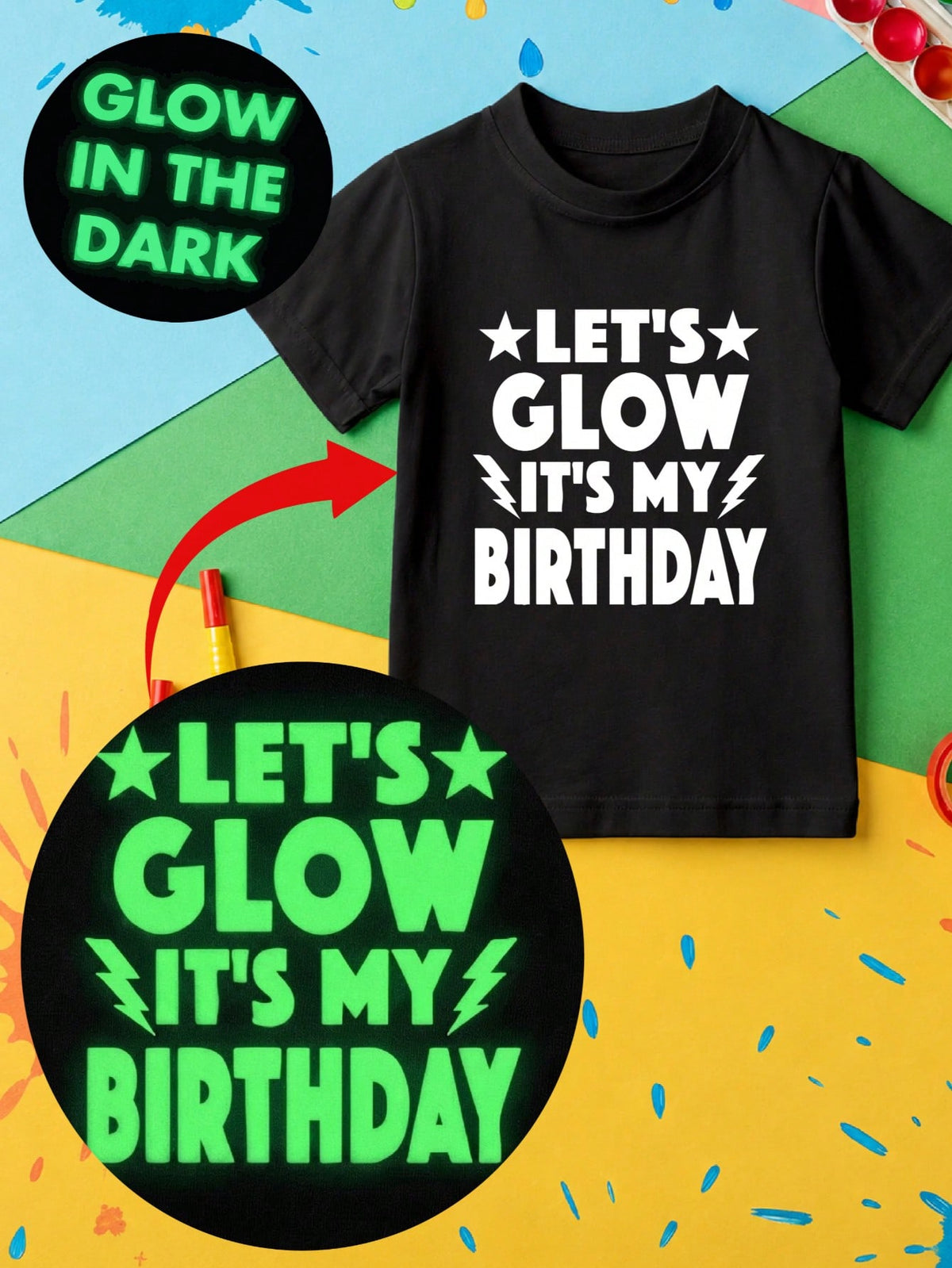 Birthday Glow In Dark Kids T-Shirt