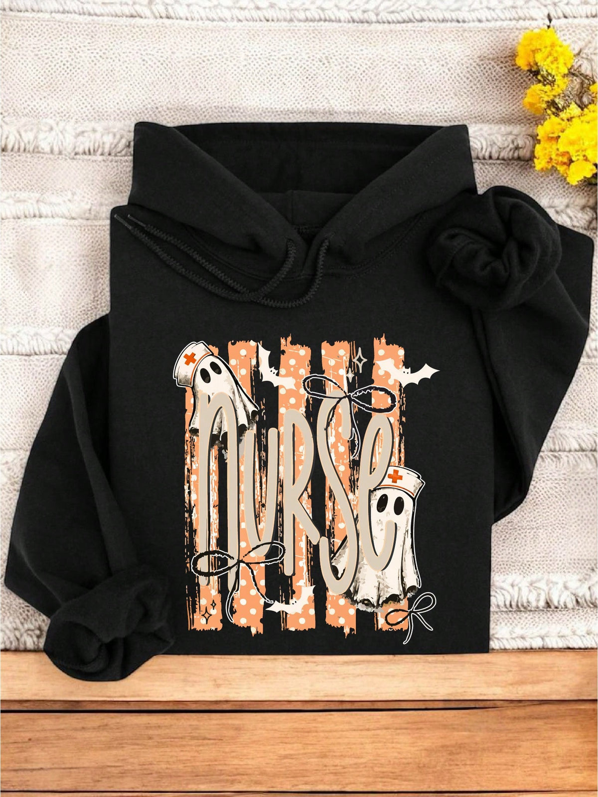 Retro Halloween Nurse Ghost Hoodie